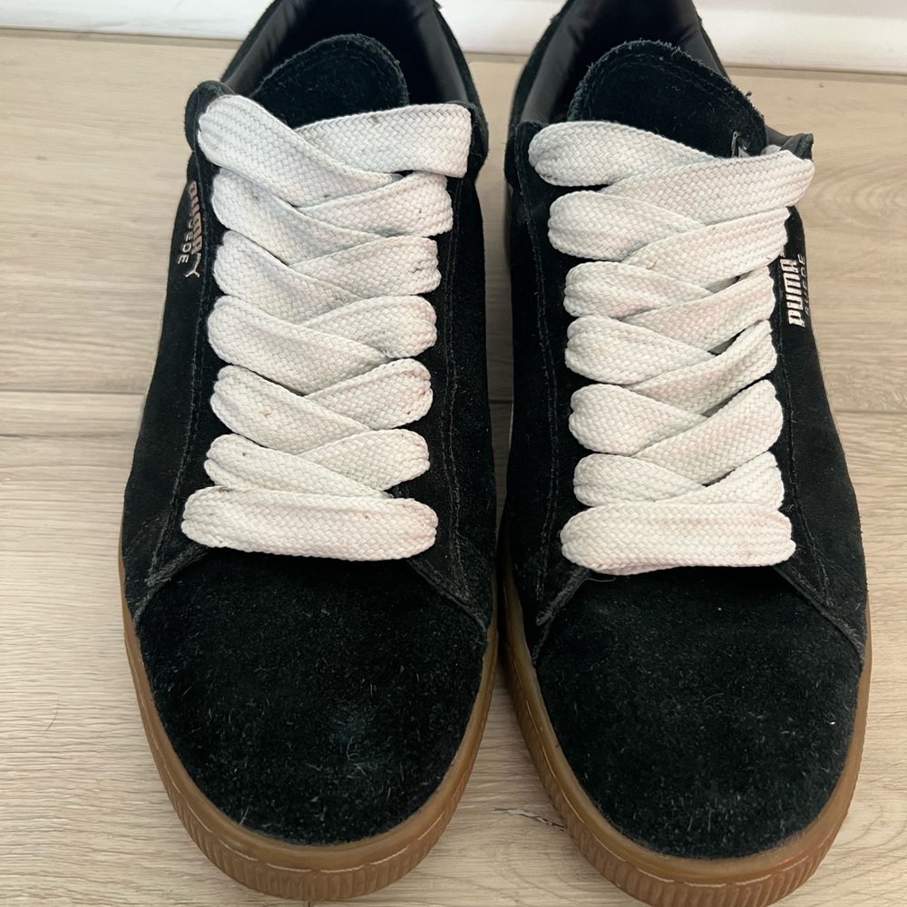 Puma Black/White Suede Sneakers with White Laces and Gum Sole